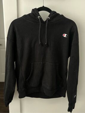 Champion Black Pullover Hoodie with Small Logo